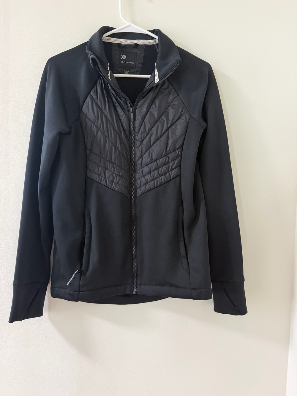 All in Motion Utility Jacket Women XL Black Excellent Quilted Full-Zip Stretch